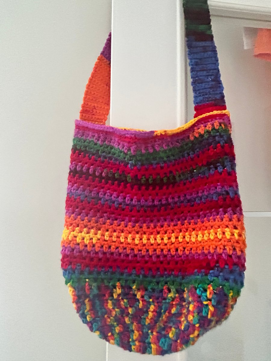 Rainbow crochet market bag