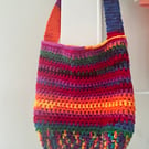 Rainbow crochet market bag