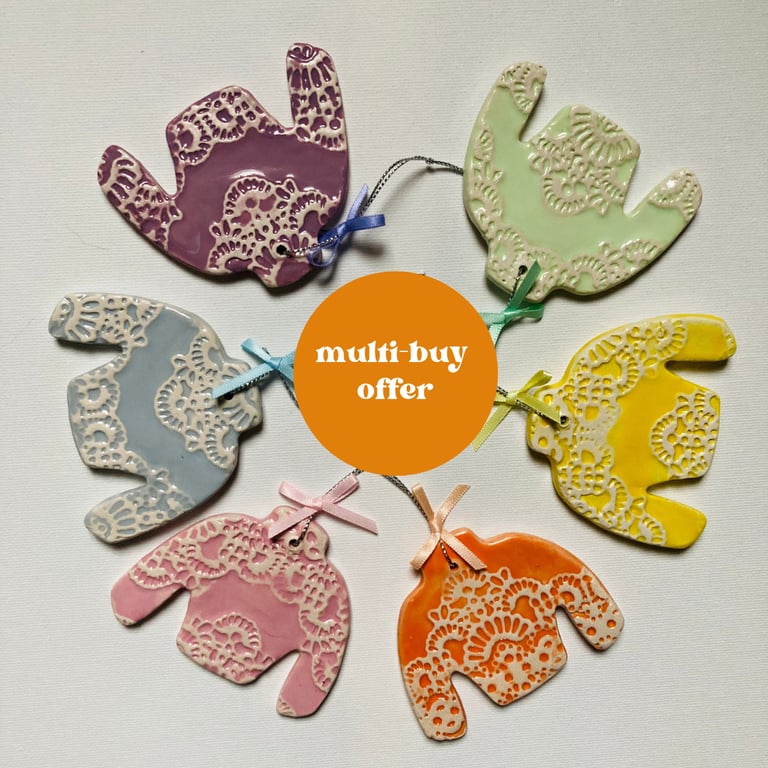 Ceramic Christmas Jumper Decorations Set of 6