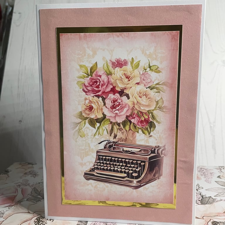 Greeting Card - Vintage Peach Flowers - by Carolee Crafts - C184
