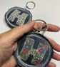 Upcycled denim key ring. Boho H - Image 2