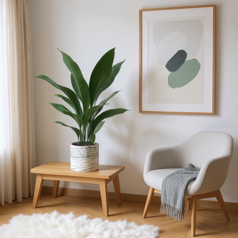 Very Large Round Black and White Marble Effect 23 cm Plant Pot