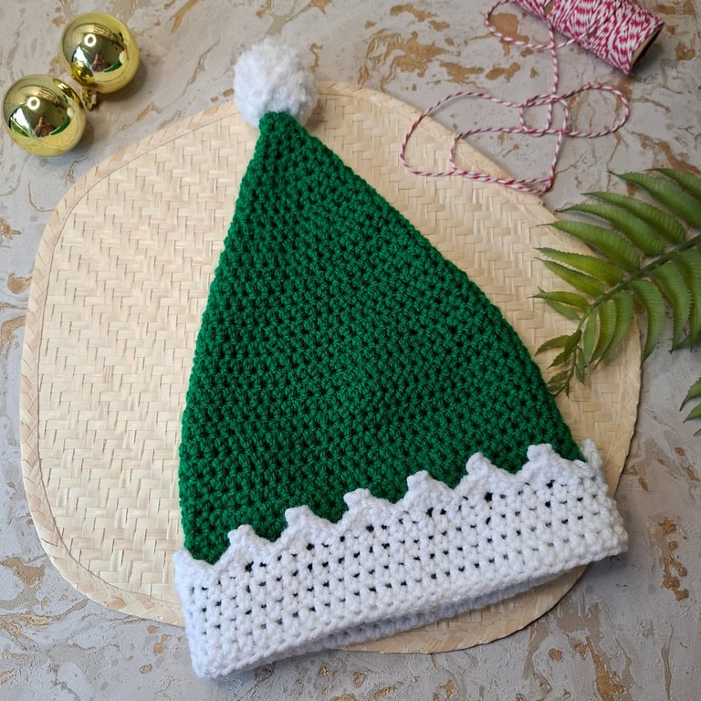 Crochet Santa's Little Helper Elf Hat Sizes Birth - Adult