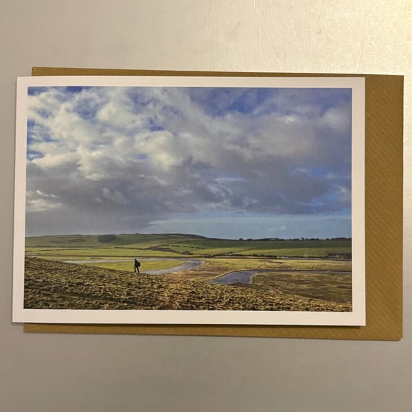 Cuckmere Hiker A5 Greeting Card