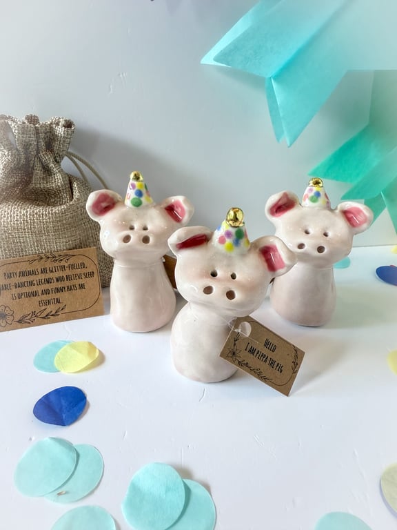 Handmade porcelain party pig 