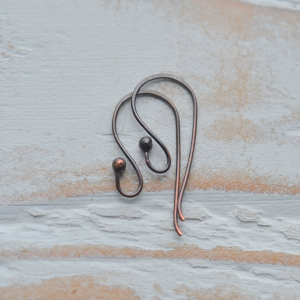 Handmade Aged Copper Ball Earwires, Set of 3 Pairs