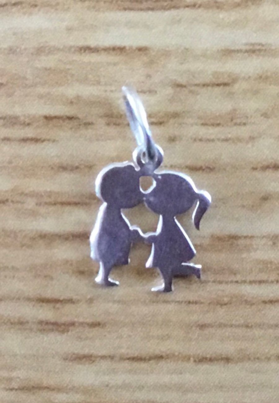 Sterling Silver Kissing Boy & Girl Charm