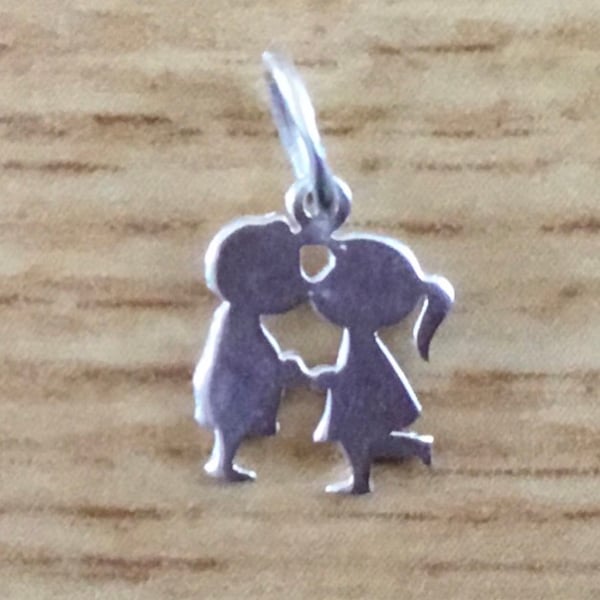 Sterling Silver Kissing Boy & Girl Charm