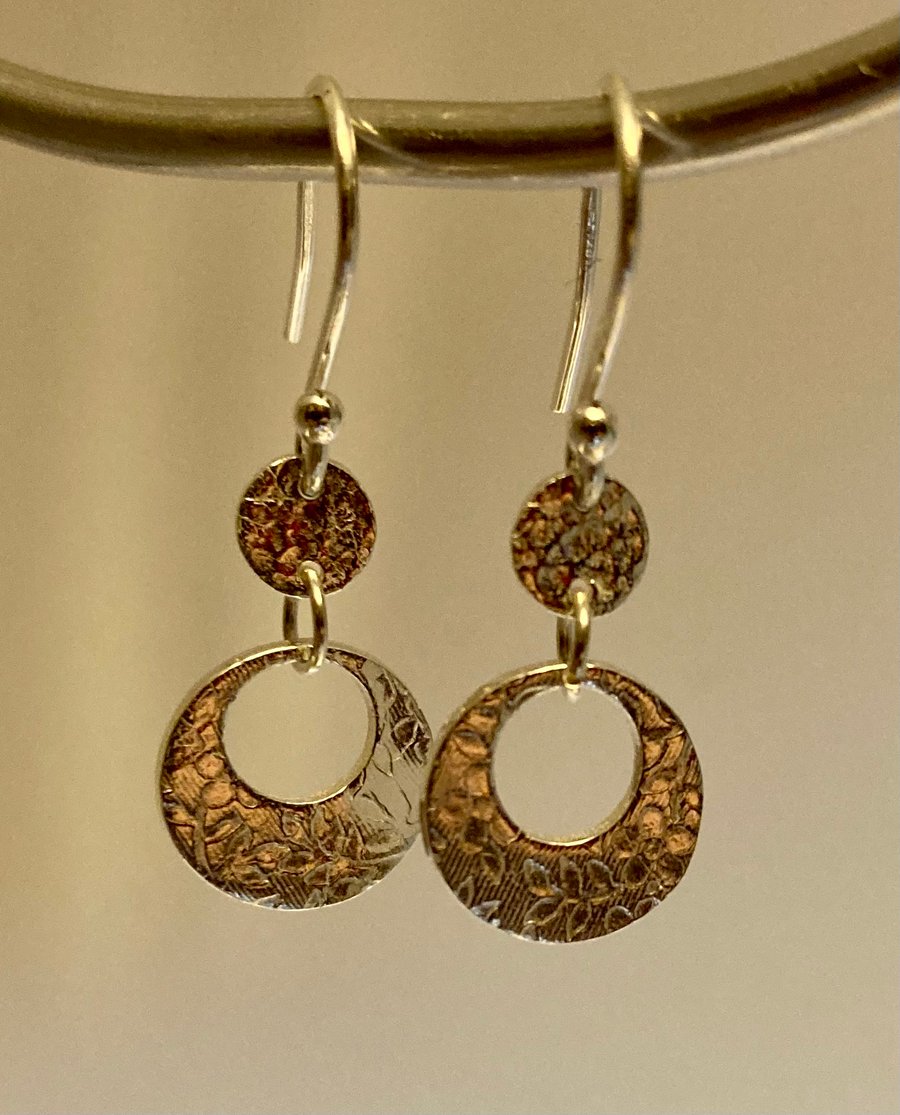 Pure silver, circular earrings 