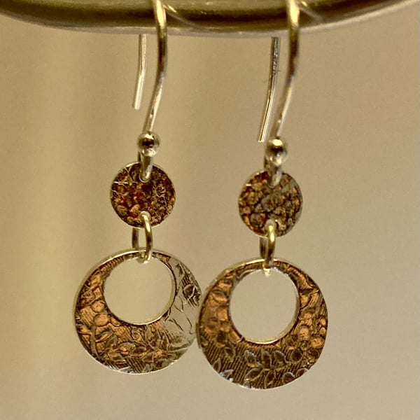 Pure silver, circular earrings 