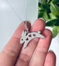 Sterling silver leaping bunny rabbit with heart cutouts pendant necklace - Image 3