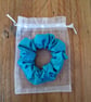 Handmade Trquoise Satin Scrunchie - Classic Size - Image 5
