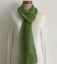 COTTON  and SILK scarf. 'Wayside' . Lightweight , all-seasons. Grass green. - Image 2