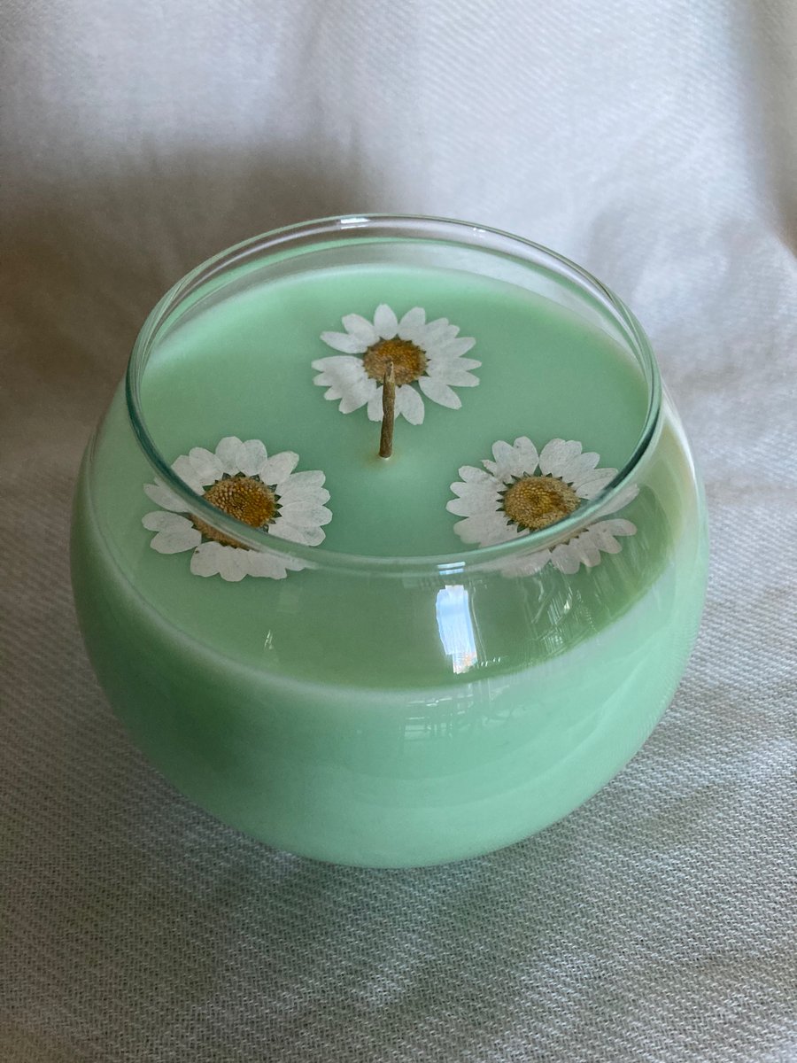 Lily of The Valley Scented 100% Organic Pale Green Soy Wax Bowl Candle