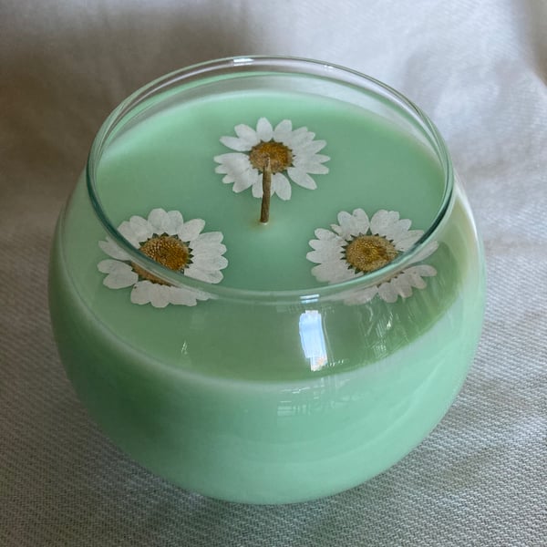 Lily of The Valley Scented 100% Organic Pale Green Soy Wax Bowl Candle