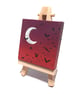 Bats at Dusk Miniature Canvas with Easel - original mini halloween art - Image 1