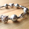 Silver Kitty Cat Bead Bracelet