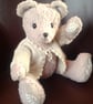Collectable 14 inch teddy bear 'Mallow' cotton fleece with linen paws - Image 9