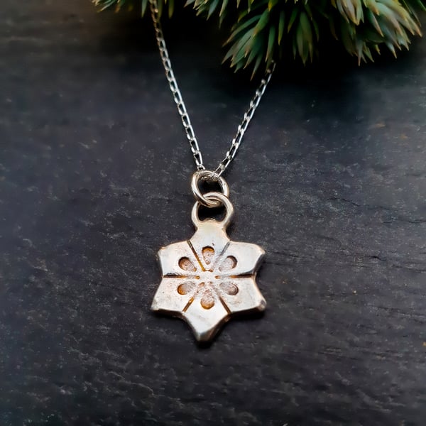 Winter Starflower Pendant in Fine and Sterling Silver