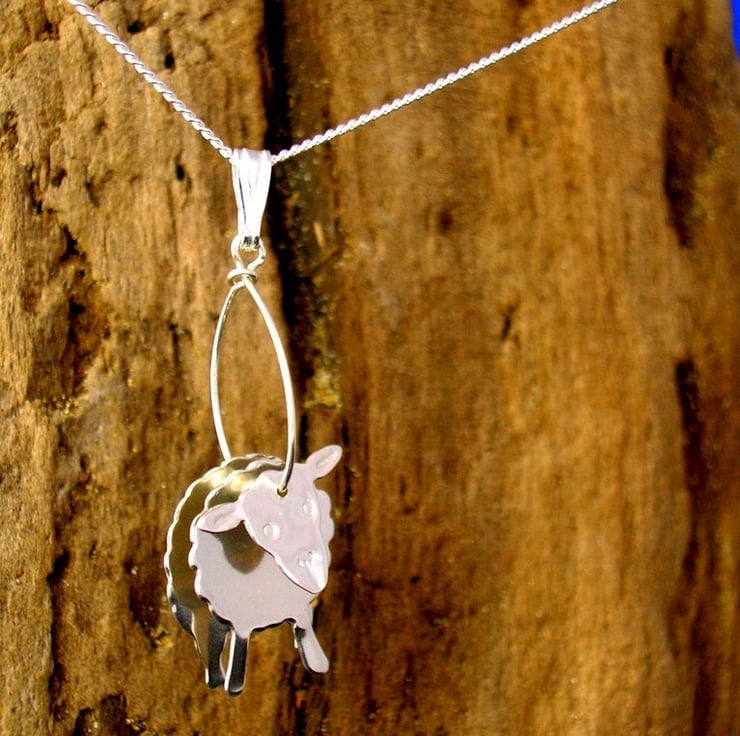 Silver sheep necklace deals
