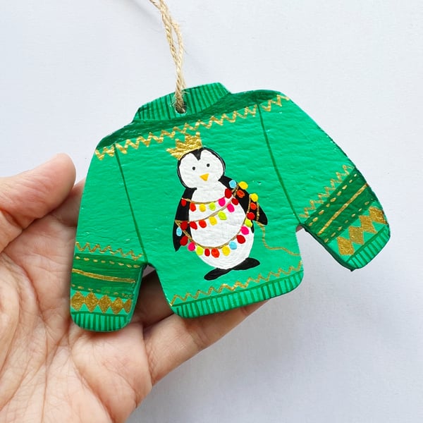 Cute Penguin Christmas Jumper Ornament