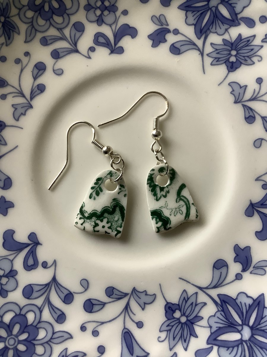 Handmade Drop Earrings, Broken Ceramic, Unique Earrings