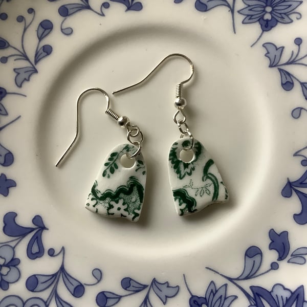 Handmade Drop Earrings, Broken Ceramic, Unique Earrings