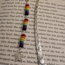 Rainbow beaded bookmark with butterfly charm