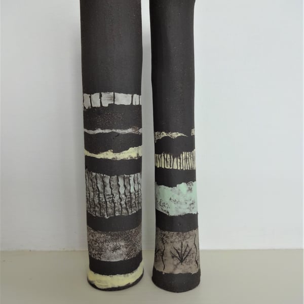 Evie & Esme.  Pair of skinny mini vases in stoneware ceramic.