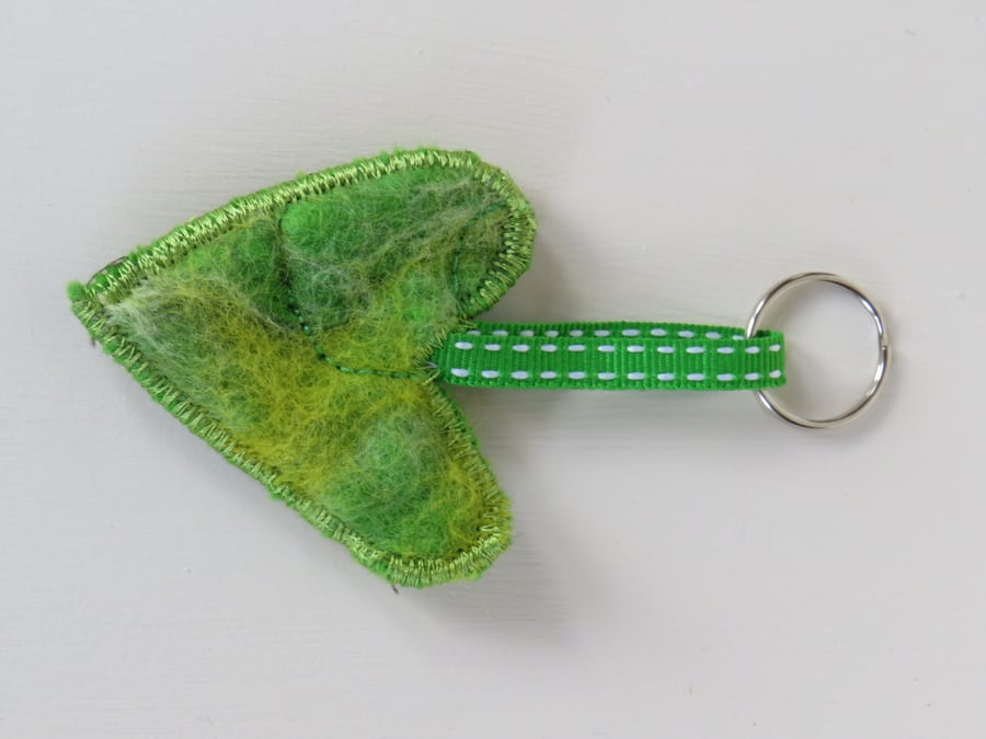 Hand felted heart key ring 