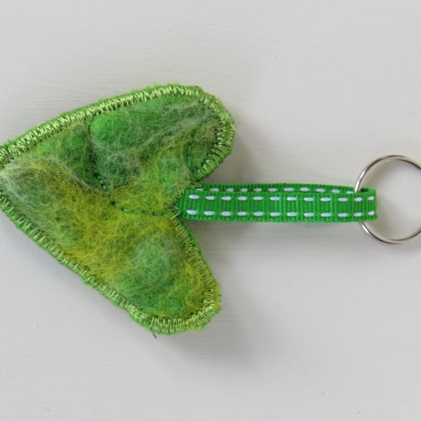 Hand felted heart key ring 