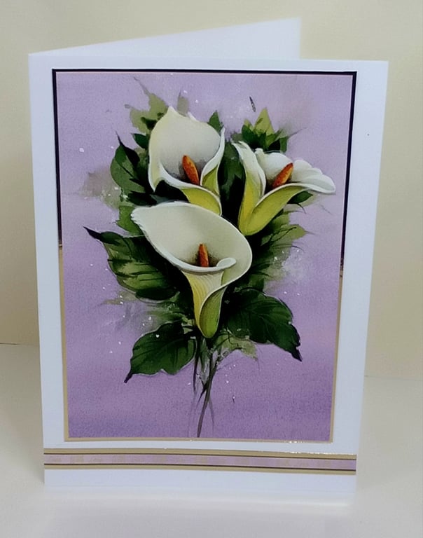 3D Decoupaged Card, White Lilies With Love