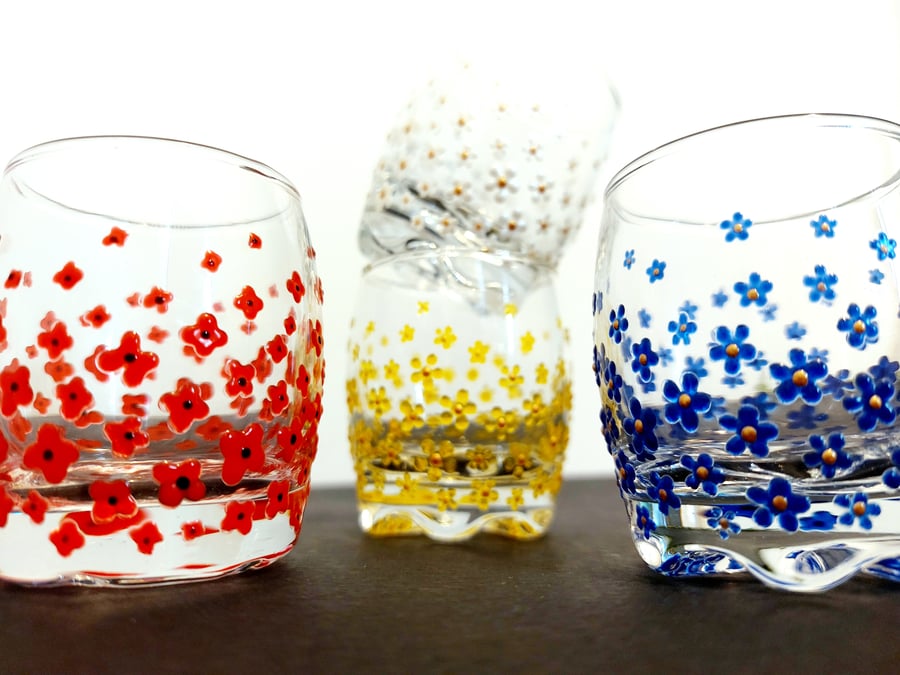 Hand Painted Colourful Flower Shot Glasses