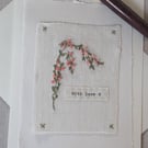 Hand Ribbon embroidered  keepsake blank greetings card
