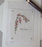 Hand Ribbon embroidered  keepsake blank greetings card