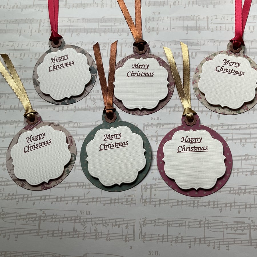 Handmade Christmas Gift Tags Set of 6 