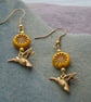 Czech glass & Humming bird charm earrings - Image 1