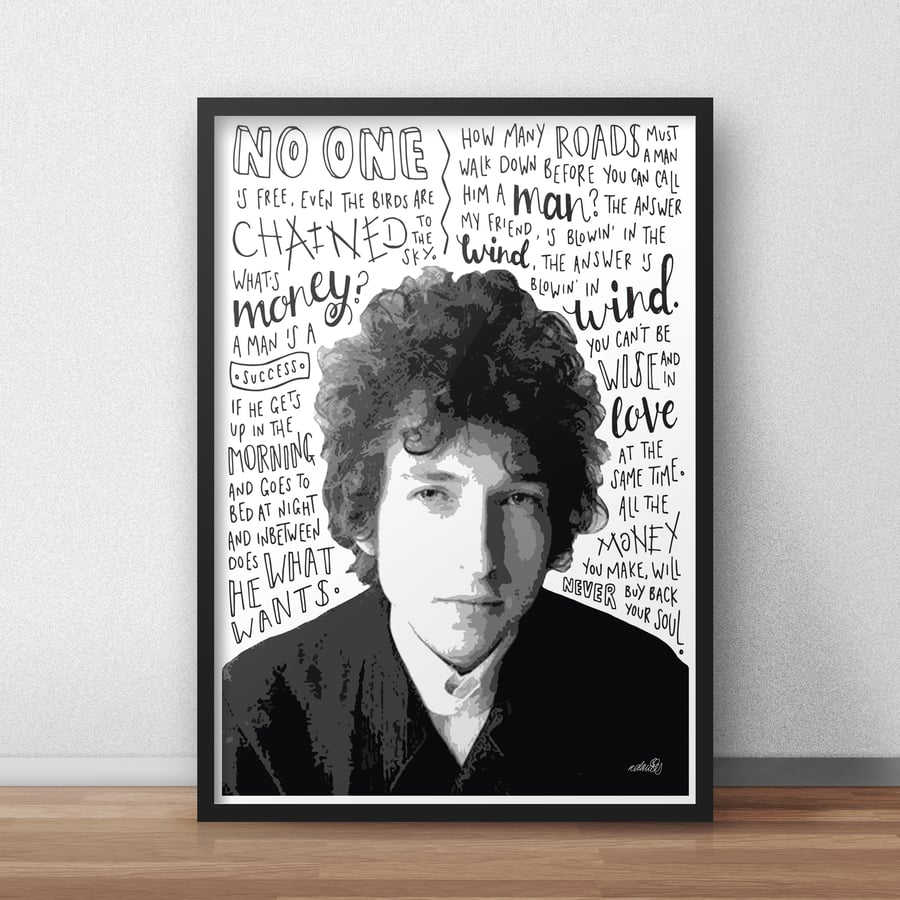 Bob Dylan INSPIRED Poster, Print with Quotes, Lyrics