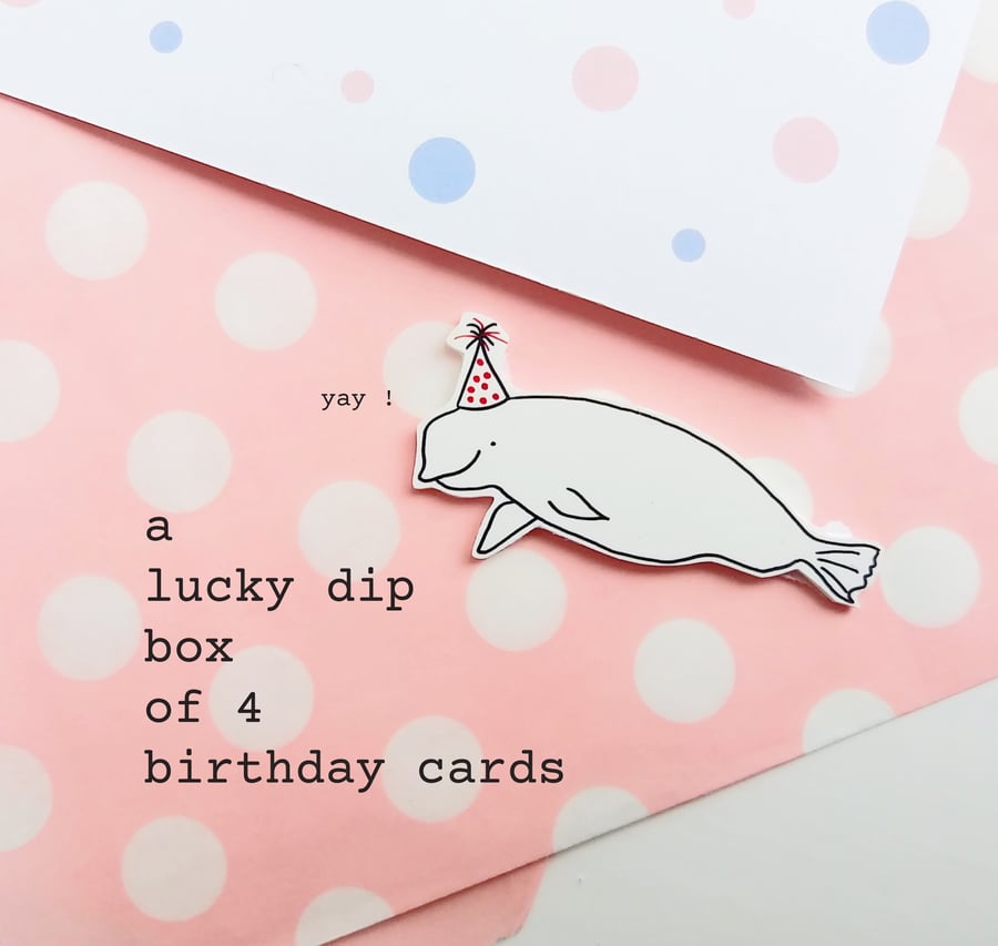  lucky dip box of four handmade birthday cards 