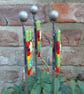 Multi Coloured Metal & Fused Glass Plant Stakes, Colourful Planter Decor - Image 4