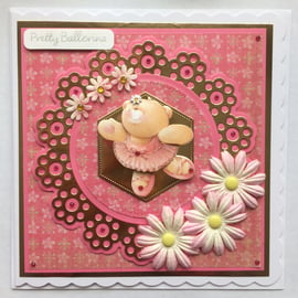 Birthday Card Cute Pretty Ballerina Teddy Bear Girl Birthday Occasion