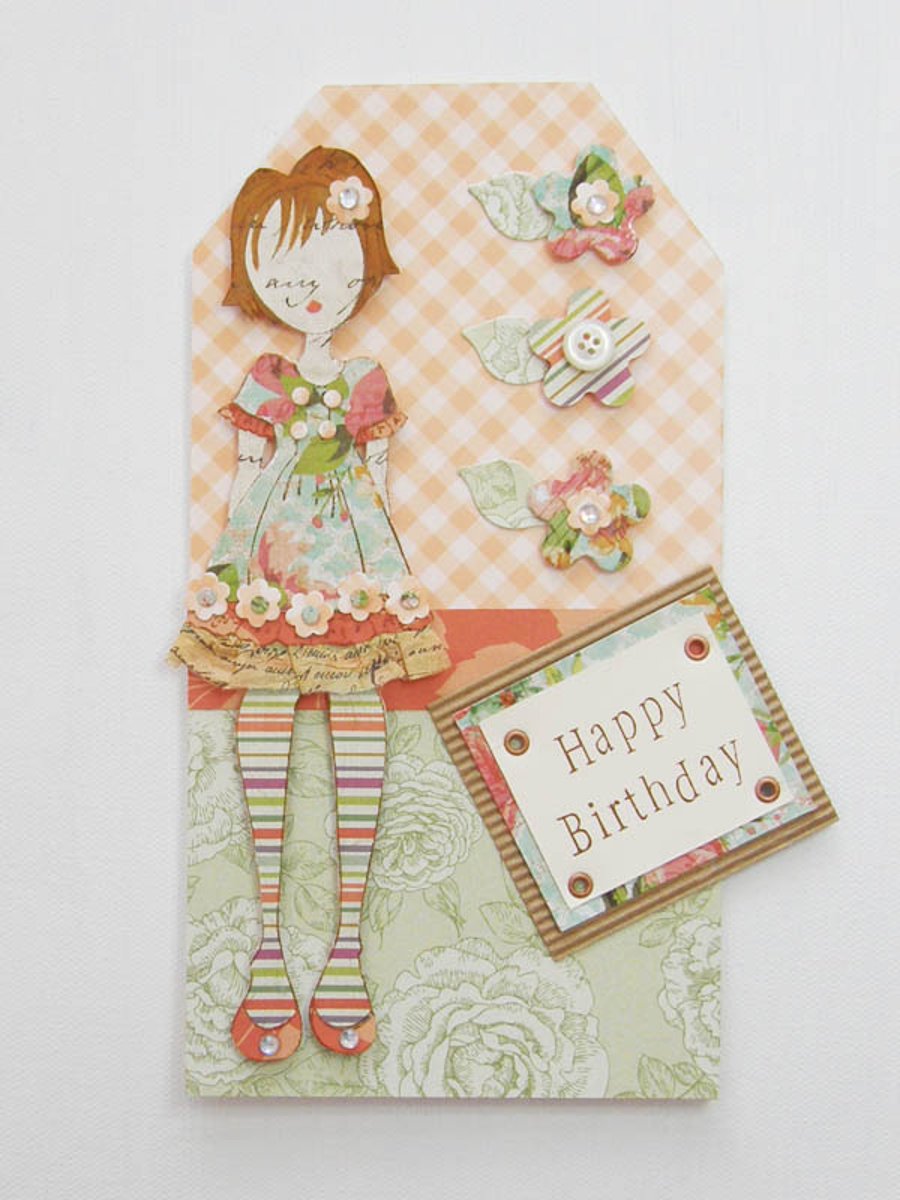 Handmde Doll Card, Eva in Autumn Colours