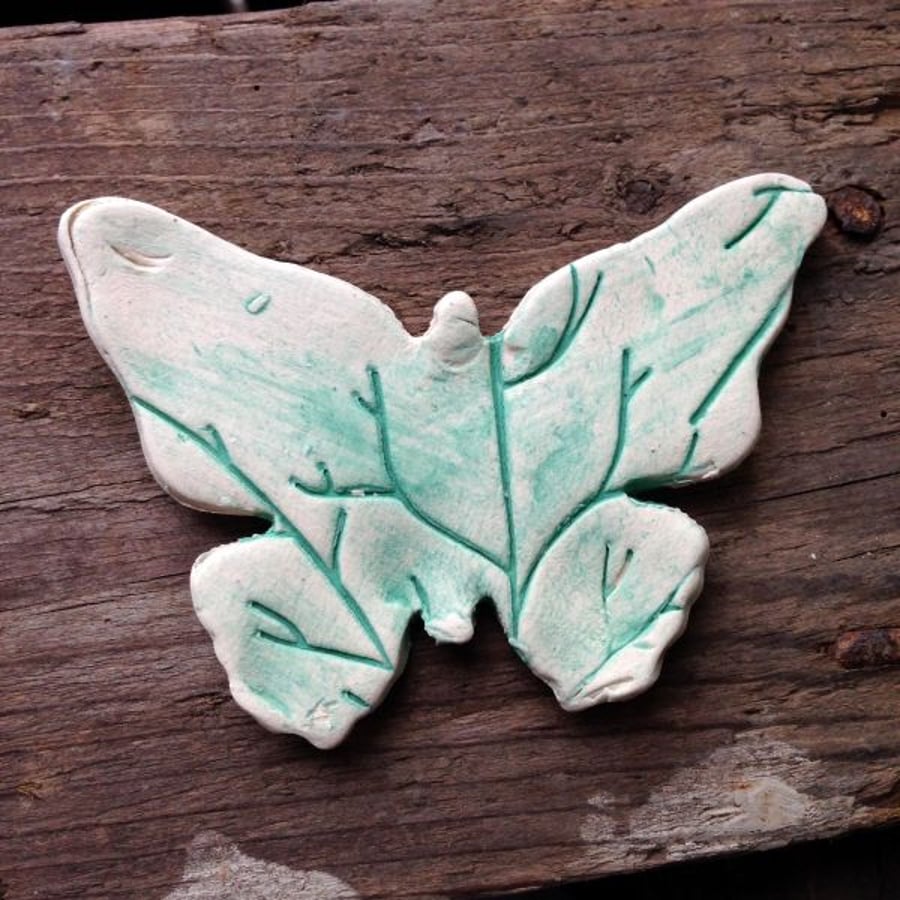 Mint Green Ceramic Butterfly Brooch