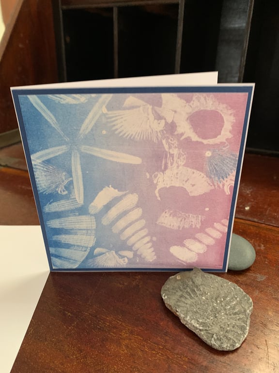 Ocean floor gelli print greetings card