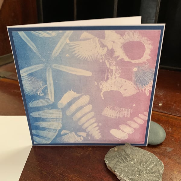 Ocean floor gelli print greetings card
