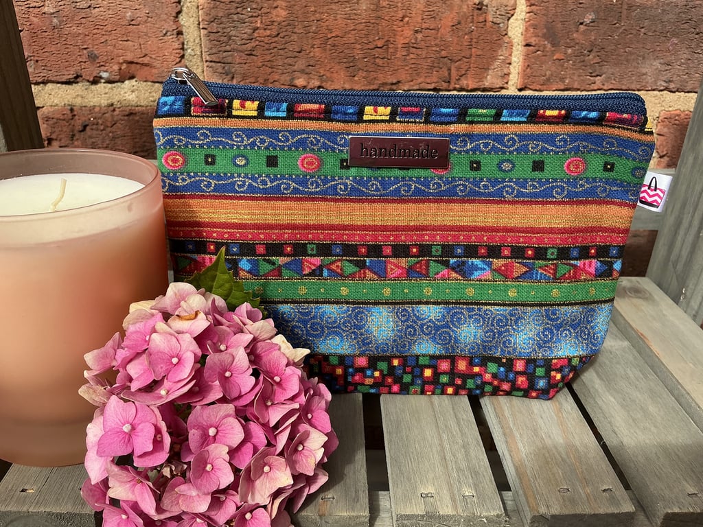 Multi-colour Patterned Zip Pouch