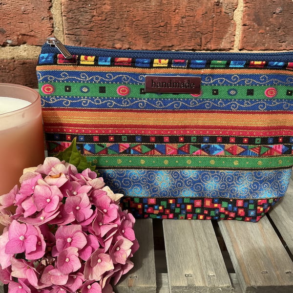 Multi-colour Patterned Zip Pouch