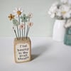 Clay Flower and Button Garden in a Wood Block 'find beauty in the small things'