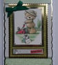 Male Birthday Card Teddy Bear Mowing the Lawn Have a Great Day Birthday - Image 1