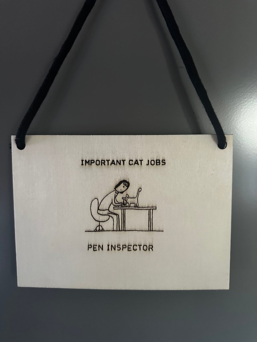 Cat Jobs Laser Etched Sign: Pen Inspector